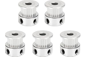 DULSPUE Polea de correa dentada - 5 piezas GT2 Polea dentada 20 dientes Diámetro interior 5 mm Aluminio GT2 Polea dentada Piezas de impresora 3D para impresora 3D Correa dentada de 6 mm de ancho