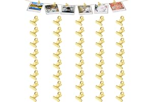 Molain Lot de 40 pinces à papier dorées en forme de bulldog 22 mm Pinces à charnière en métal pour emballages alimentaires mini pinces à photo petites pinces à papier pince notes