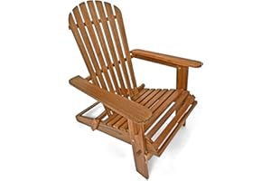 Casaria Silla de Jardín Adirondack Madera de Acacia 84x69x94cm Asiento Extra Ancho Tumbona Plegable