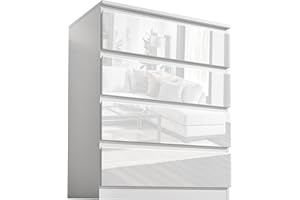Blisswood High Gloss Chest of Drawer, 4 Drawer Bedroom Chest of Drawer Bedside Table Cabinet for Bedroom Living room Furniture, White, 70W x 40D x 95.5H cm