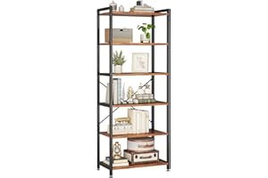 Coleshome Estantería de 6 Niveles, Librería con Espacio de Almacenamiento, 20 x 50.8 x 177.2 cm Librería Almacenaje para Oficina, Salón, Dormitorio, Cocina, Marrón