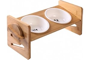 EIDOCT Elevated Dog Bowls - Adjustable Stand Feeder with 2 Ceramic Raised Bowls for Small Dogs and Cats