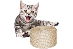 O'woda Corda Naturale in Sisal 8mm, 10M Corda di Canapa per Riparazione e Sostituzione di Gatto Scratching Pilastro, Gatto Albero, Gatto Graffiare Pad (Naturale)