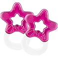 Dentistar Cool Teething Star Pack of 2, Teething Baby Toy for Infants Aged 3+ Months, Soft Silicone Baby Teething Ring for Tooth and Gum Pain Relief – Pink