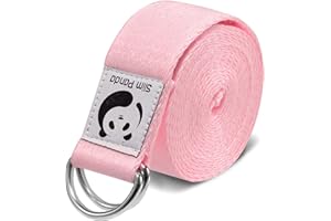 Slim Panda Cinturón de Yoga de Algodón, Práctica Correa Con Bucles Metálicos para Yoga, Estiramiento, Fitness, Pilates y Gimnasia (180 / 250cm)