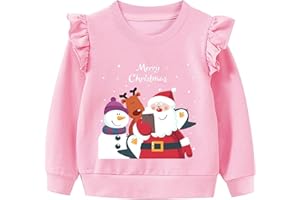 LXKA Girls Kids Christmas Jumper Sweatshirt Xmas Jumpers Reindeer Snowmen Dinosaur Santa Claus Long Sleeve Tops Cotton T-Shirts Toddler Crew Neck Casual Winter Clothes Age 1-7 Years