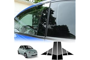 KUNGKIC Per Fiat 500 2008-2023 Abarth 595 2012-2023 Auto B Colonna Copertura Finestra Decorativo Adesivi Accessori 6 Pezzi (Nero)