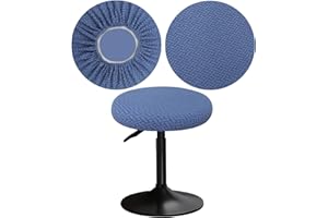 YINGAYOU Funda para Taburete Redondo 30-40cm Funda Banqueta Redonda con Jacquard, Elásticos, Suaves y Cómodos, El diseño es Sencillo y práctico (1, Azul)