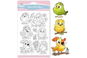 GLOBLELAND Sello de pájaro divertido para scrapbooking flores mariposas silicona música animal sello transparente para el diseño de tarjetas DIY repujado diario