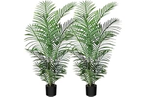 ‎FOPAMTRI Fopamtri Kunstpflanzen Groß Areca Kunstpalme 120 cm im Topf Künstliche Pflanze Tropical Hawaii Grün Fake Plant für Schlafzimmer Büro Garten Hochzeit Party Deco (2 Stück)