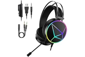 Noua Reaper Rainbow Cuffie da Gaming Over-Ear da 50 mm con Microfono Flessibile Cuffie da Gioco con 3.5mm Jack e Controllo Volume Headset per PS4, PS5, Xbox One, Switch, PC, Mac, Laptop, Tablet
