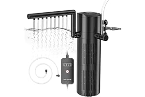Forever Speed filtre intérieur 5-en-1 avec clarificateur UV 6W, filtre d'aquarium Débit réglable Filtre d'aquarium pour réservoir d'eau de 20 à 1500 litres (8W, 500 L/H)
