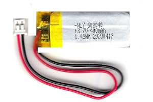 LIPO 3,7 V batteri 400 mAh rektangulär polering: vänster röd/höger svart JST-PH 2.0 kontakt
