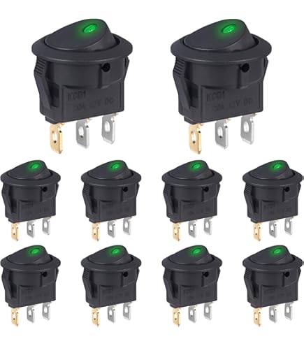 Dc Schalter Kippschalter Metall LED Beleuchtet Grün 12V 20A Ein/Aus 1-polig Kfz Wippschalter 12 V