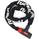 RADIKAL RKX120 Anti-Theft Bike Lock, Chain 120 cm &Oslash;8 mm Cemented Steel and Lock with Key High Security, More Compact, Anti-Sc