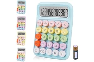 Bimormat Colorful Electronic Calculator,12 Digit Large LCD Display and Big Round Buttons Candy-Colored Desktop Calculator for Office,School,Home,Business(UK-COCA-Blue)