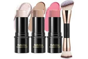HILARECO 3 Pcs Cream Contour Stick Makeup Kit,Shades with Highlighter Stick,Blush Stick and Bronzer Contour Stick for Sculpt the Cheeks,Waterproof, Matte & Dewy Finish (Fair,#01+#08+#13)