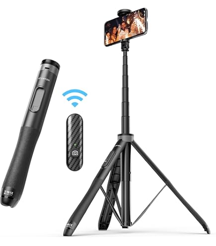 ATUMTEK 60 Inch Selfie Stick Mobile Phone Tripod Extendable All-In-One with Bluetooth Remote Control, 360° Rotatable for iPhone and Android Phone, Selfies, Videos, TikTok, Live