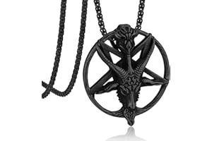 bandmax Stainless Steel Satanic Necklaces for Men Women Baphomet Inverted Pentagram Pendant Lucifer Leviathan Pendant Necklace Punk Demon Jewelry