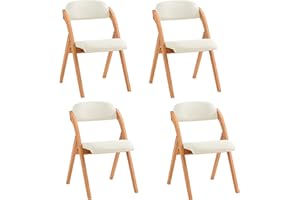 ‎SOBUY SoBuy Klappstuhl Holz gepolstert 4er Set - Ergonomischer Küchenstuhl & Esszimmerstuhl, Faltbar & Platzsparend, Fertig Montiert, Für Küche, Balkon, Büro, Weiß 47.5 x 77 x 59 cm FST92-Wx4