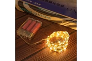 Wekrigh Stringa Luci Led a Batteria, 5M 50 LED Lucine Led Decorative a Batteria Tre modalità Catena Luminosa Lucine Fata Luci per Natale, Interni, Esterni, Casa, Feste (1 Pezzi Bianco caldo)