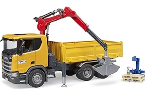 bruder 03551 Scania Super 560R Construction Site Truck with Crane & 2 Pallets - 1:16 Vehicles, Construction Vehicle, Crane Truck, Toy from 4 Years