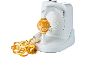 Pelamatic - Éplucheur Électrique Domestica | Épluche Fruits et Légumes Automatique | Pour Pommes de Terre, Oranges, Kiwis | Plastique Durable, Bras Adaptable, Orange, Acier Inoxydable