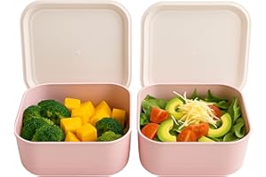 CHICHOUSE Set 2 contenitori alimenti plastica forte con coperchio,per cucina, freezer, microonde, lavastoviglie, portapranzo, portamerenda, riutilizzabili. (ROSA PASTELLO, 500+500ml)