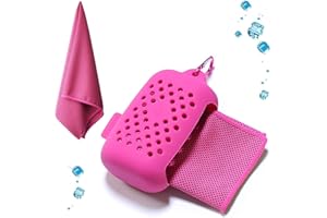 EasyULT Asciugamano Raffreddamento, Istantaneo Freddo Ghiaccio Asciugamano in Microfibra per Golf Corsa Yoga Viaggi e Altro, con Custodia in Silicone-Rosso