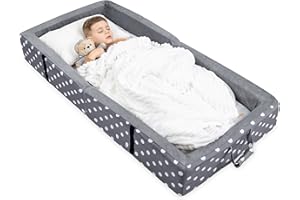 Milliard Portable Toddler Bumper Bed, Foldable Baby Travel Cot/Crib, Toddler baby Floor Bed with Soft Bumpers, Doubles as Organizer for Napping Essentials, incl. Mattress and Washable Fitted Sheet