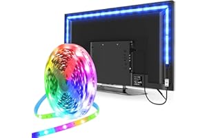 ‎PSTAR LED Strip 5m, USB Led Beleuchtung Hintergrundbeleuchtung Fernseher für 65 bis 75 Zoll HDTV, TV-Bildschirm, PC-Monitor, Deko, Party, Steuerbar mit App, LED TV Hintergrundbeleuchtung Sync mit Musik