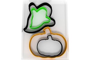JUST CUTTERS Pumpkin and Ghost Shape Cookie Cutters | Set of 4 Plastic Cutters for Baking, Fondant, Clay, Pastry, Icing, Jewellery (5CM + 8CM)