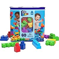 MEGA Bloks Sac Bleu, jeu de blocs de construction, 60 pièces, jouet pour bébé et enfant de 1 à 5 ans, DCH55