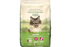 Marchio Amazon - Lifelong - Alimento secco per gatti adulti con salmone fresco, ricetta senza grano - 3kg