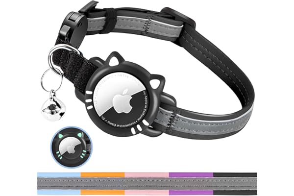 AgoumLux Collier Chat Airtag Compatible avec Apple Air Tag Réfléchissant avec Boucle de Sécurité Anti étranglement pour Chaton