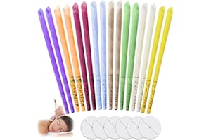 GELPRETTY 16 Stück Ohrenkerzen, Ohrenschmalz Entferner, Ohrenkerzen Zur Reinigung Ohrenschmalz, Ohrkerzen-Set Zur Erleichterung verstopfter Ohren, mit 6 Schutzscheiben