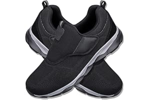 AOCASE Scarpe per Diabetici Uomo Donna Piedi Gonfi Scarpe Scarpe Ortopediche per Anziani Uomo con Strappo Scarpe Comode Antiscivolo con Suola a Cuscino d'Aria,Nero,43/265mm