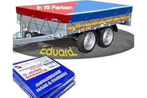 ‎PLANE 4 YOU Eduard Anhängerplane - 311 x 160 cm Innenmaß - Hochwertige Plane Anthrazit Hochglanzlackiert - Flachplane für PKW-Anhänger - Wasserdichte PVC Abdeckplane mit Zubehör