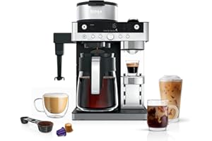 Ninja Prestige 2-in-1 Filter Coffee and Pod Capsule Machine with Built-in Milk Frother, Make Lattes, Iced Coffee and Flat Whites, Black CFN802UK