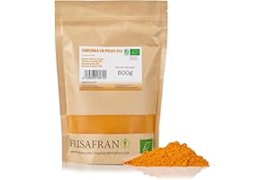FRISAFRAN | Cúrcuma en Polvo BIO 500g | Digestivo | Ayuda al rejuvenecimiento | Curcuma pura | especia sin aditivos | Suplemento | En Polvo | Cúrcuma-molida | Origen India