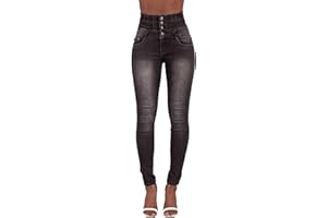 Glook Pantalon Femme Denim Jeans Slim Taille Haute Jean Stretch Pant