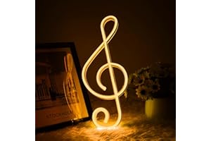 AOOTE Musical Note Neon Signs,USB or Battery Powered LED Musical Note Neon Lights,LED Neon Light for Wall Decor,Musical Notation Neon Sign,Neon Wall Light for Bedroom,Party,Birthday Gift (Warm White)