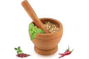 BEUFEE Set Di Malta E Pestello, ciotola per smerigliatrice con martello per asta, salsa schiaccia aglio smerigliatrice manuale frantoio gadget da cucina condimento spezie strumenti(Di legno)