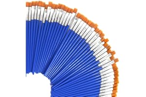 UPINS 60 Pcs 9mm Wide Flat Paint Brushes Set with Nylon Hair, Small Brush Bulk for Detail Painting, Short Plastic Handle, for Starter, Teens, Adults, Artis