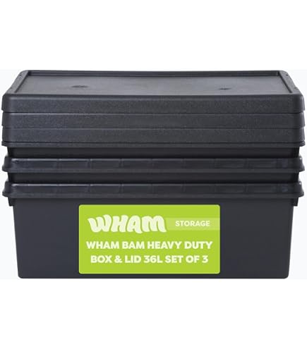 Wham Bam Recycled Opbergdoos en Deksel Zwart 16Ltr