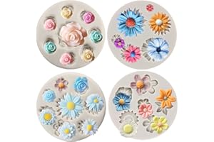 MYPRACS Set di 4 stampi in silicone a forma di margherita per decorare torte, pasta di gomma, cupcake, caramelle, cioccolato, argilla polimerica
