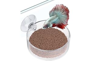 Pawfly Shrimp Feeding Dish with Suction Cup, Clear Acrylic Aquarium Shrimp Feeder Dish, Small Round Fish Tank Feeding Bowl, Fish Feeding Tray for Freshwater and Saltwater Tanks