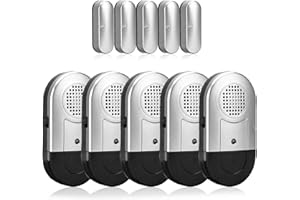 SANJIE Door Alarm Window Alarm for Children Home Security 120 dB Loud Wireless Opening Alarm with Battery for Dementia Patients Safety, Fridge, Pool Silver, 5 Pack Magnetic Sensor