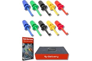 AZDelivery 10 x testkrokar klämmor prov testkablar kit för elektroniska tester kompatibel med Dupont stiftlist tillförlitligh