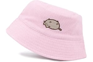 Pusheen The Cat Bucket Hat pour Femme | Adultes Dames Ados Chat de Bande Dessinée Animal Taille Unique Cordon Rose Chapeau de Soleil d'été | Cadeaux de marchandises